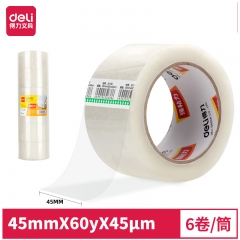 得力30182封箱膠帶45mm*60y*45um(6卷/筒)(普透)