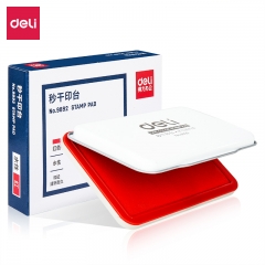 得力(deli)120*80mm金屬方形中號秒干印臺印泥 辦公用品 紅色9892