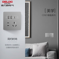 德力西(DELIXI)開關(guān)插座面板 CD821系列 86型45w快充插座 五孔帶USB+Type-C（星輝銀）