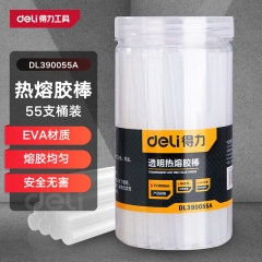 得力（deli）高粘性熱熔膠槍膠棒膠條55支桶裝 7*100mm DL390055A