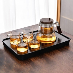 家用耐熱玻璃內(nèi)膽泡茶杯茶具泡茶壺900ML+4杯+茶盤(pán)